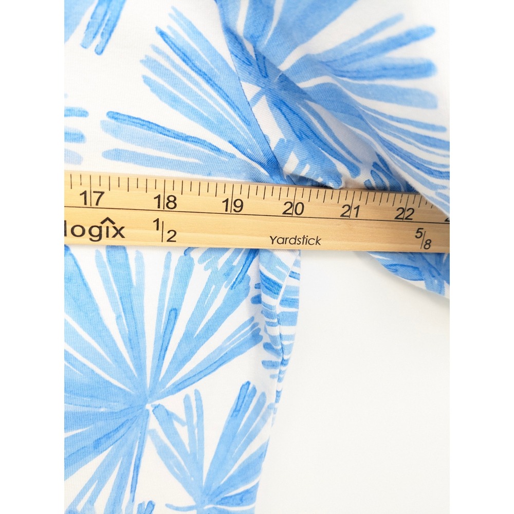 Talbots White & Light Blue Palm-Print Short Sleeve Tee - Picture 6 of 8